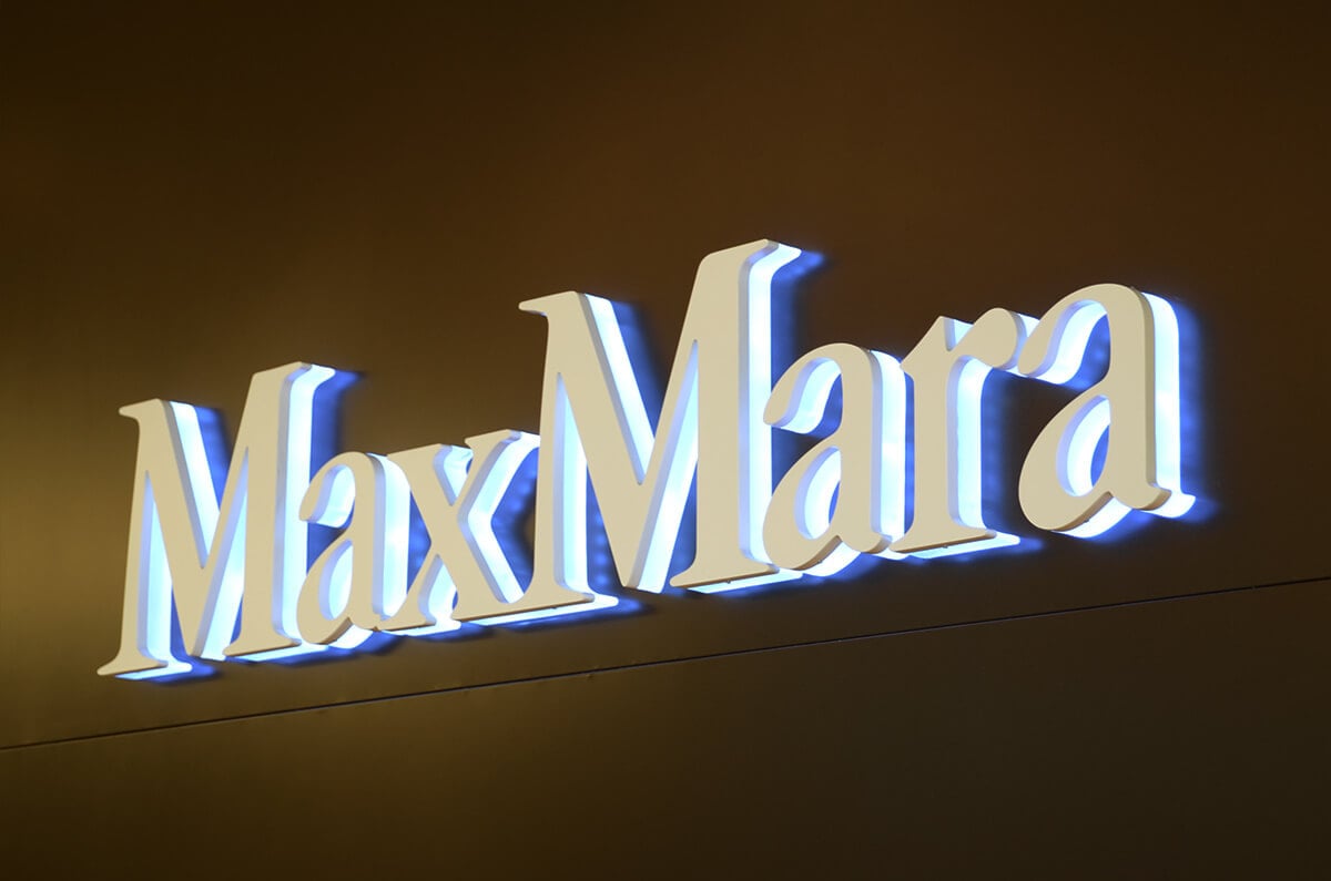 Luxury backlit channel letters in painted 304 stainless steel with a white LED halo