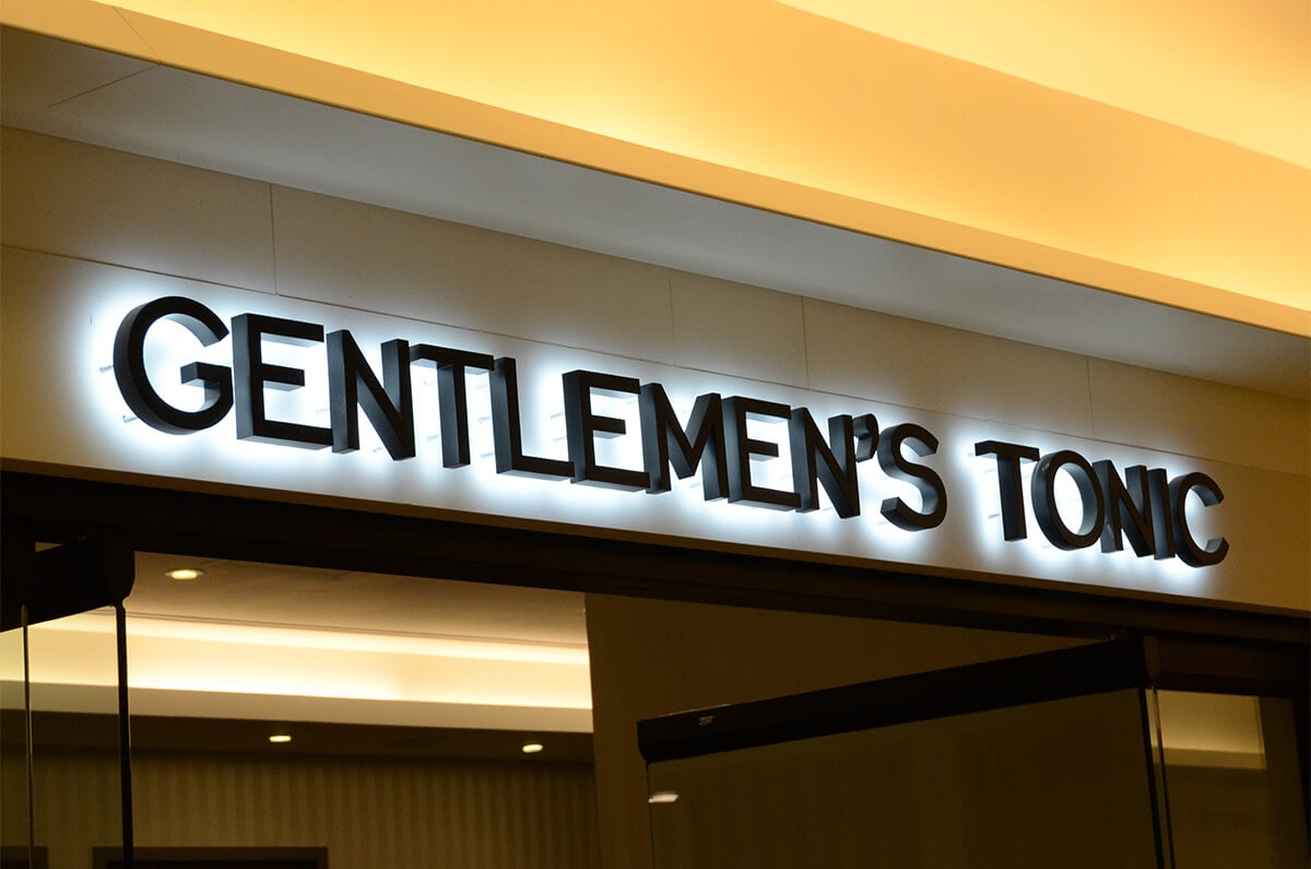 Powder coated backlit letters with durable finish and soft white halo